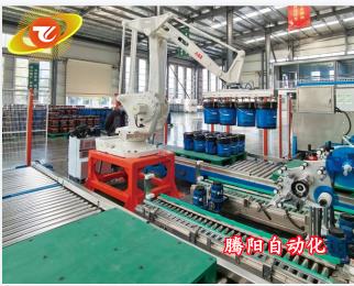 騰陽(yáng)小桶碼垛機(jī)，碼垛油桶等桶裝